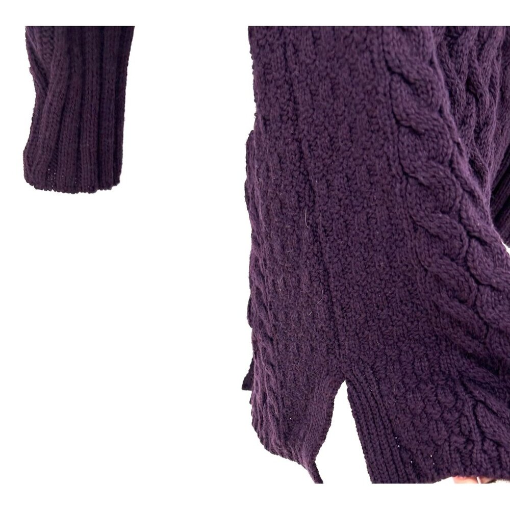 Aran Crafts Womens XL Purple Cable Knit Cardigan100% Merino Wool Made In Ireland - Picture 9 of 11